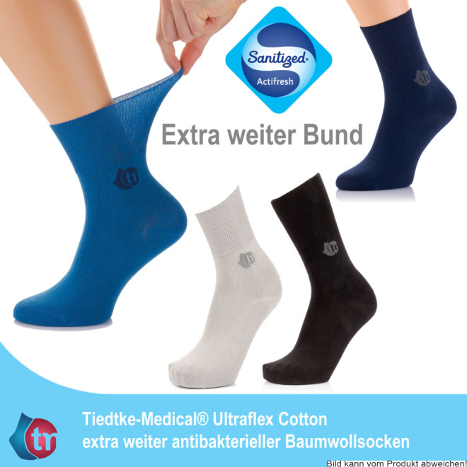 Baumwollsocken Ultraflex Cotton extra weit Farbe: hellgrau Gr. 35-38