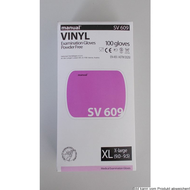 Einmalhandschuh Vinyl, manual Packung (100 Stück), puderfrei Gr. M