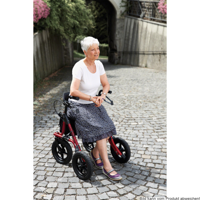 Rollator TAiMA XC, luftbereift, Netz und Stockhalter, rot-metallic
