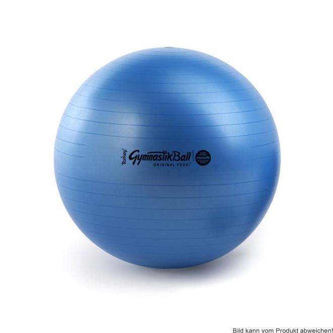 Gymnastikball MAXAFE Original Pezzi, mit Übungsanleitung im Deko-Karton Farbe: blau 42 cm