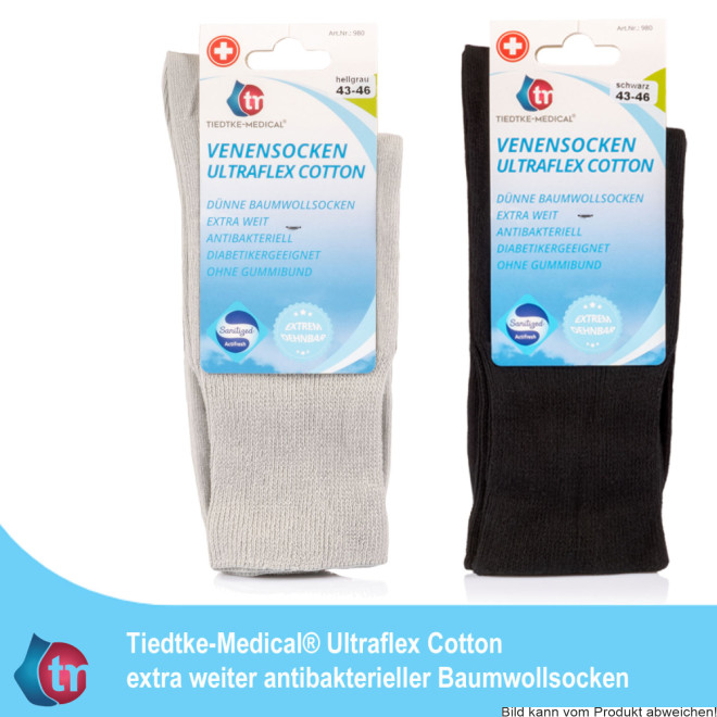 Baumwollsocken Ultraflex Cotton extra weit Farbe: hellgrau Gr. 35-38