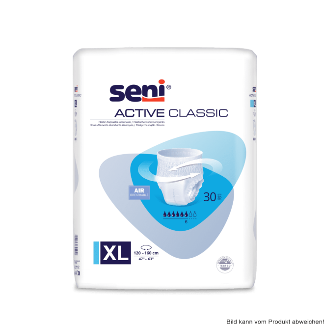 Inkontinenzslip Seni Active Classic XL, Hüfte 120-160 cm (1 Karton 3 x 30 Stück)