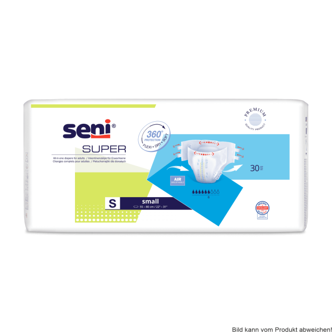 Inkontinenzhosen Seni Super Small, Hüfte 55 bis 80 cm (1 Karton: 4 x 30 Stück)