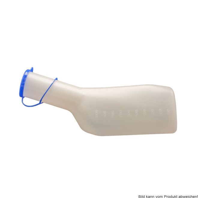 Urinflasche für Männer, mit Deckel, milchig, autoklavierbar, 1000 ml, Langhals