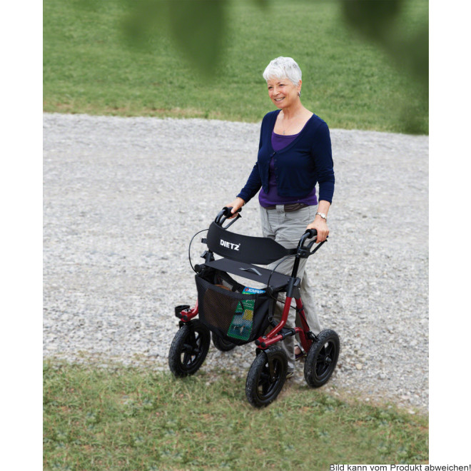 Rollator TAiMA XC, luftbereift, Netz und Stockhalter, rot-metallic