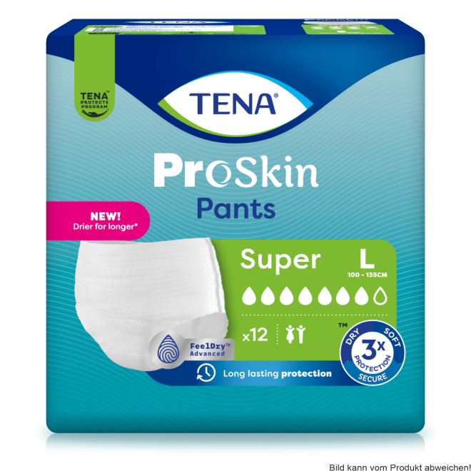 TENA Pants PROskin Super L, Hüfte 100-135 cm (1 Karton: 4 x 12 Stück)