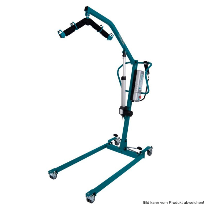 Patientenlifter aks-foldy mit Standardgurt und Aufhänger wasserblau