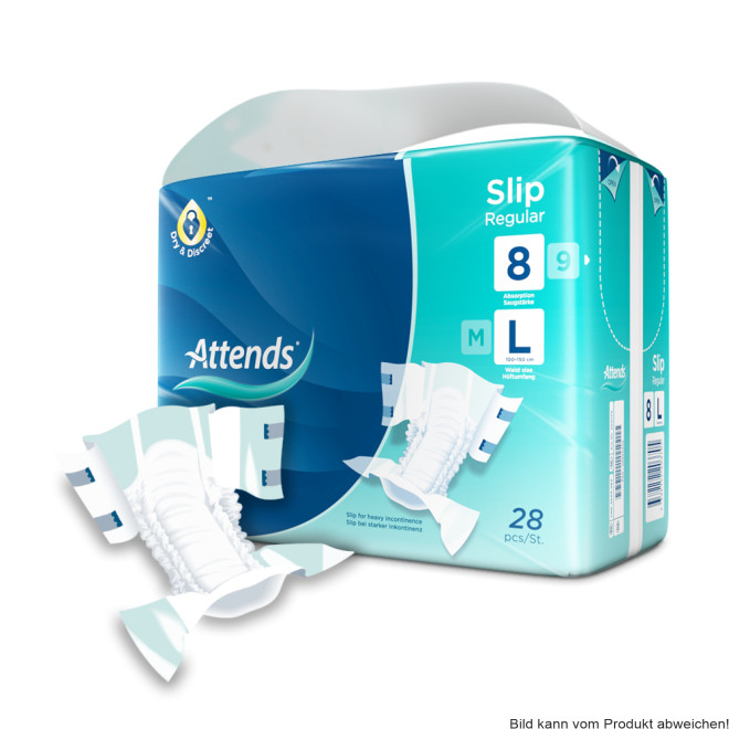 Windelhose Attends Slip Regular 8 L Hüfte 100 bis 150 cm(1Karton: 4x28 Stück)