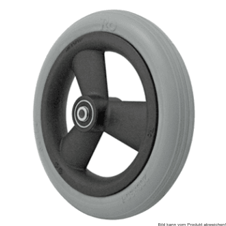 Rad mit PU-Reifen 3 Speichen Nabenlänge 46 mm, schwarz/grau