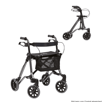 Leichtgewicht-Rollator TAiMA M-ECO mit Netz, Stockhalter und Gurt, PU, SH59, anthrazit