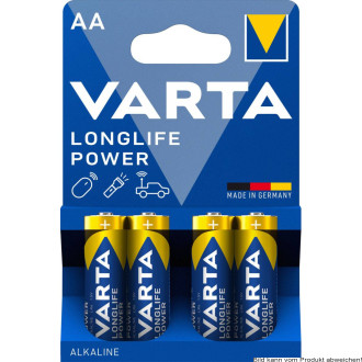 Batterie Varta Longlife Power 4906, 1,5V Mignon, LR06, AA, Alkaline (VPE: 4 Stück)