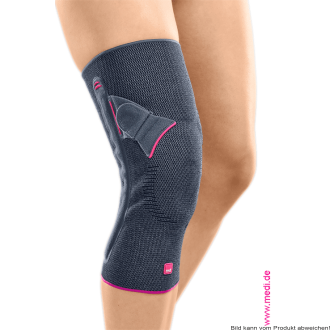 Kniebandage Genumedi PT extraweit mit Haftband, silber Gr. III links