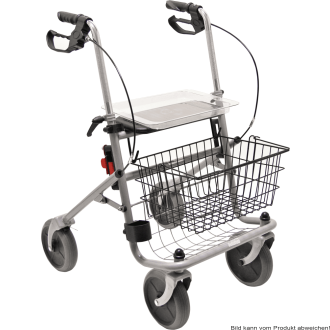 Rollator Cristallo PD-Bremse, anatomische Handgriffe, TPR-Bereifung, silber-metallic