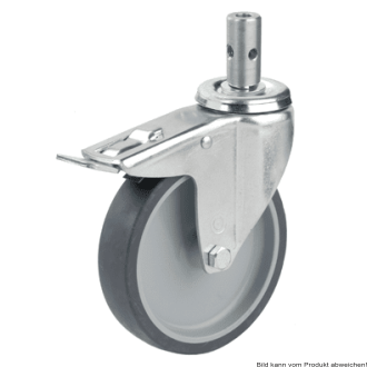 Rad für Toilettenrollstuhl mit Doppelstop 125mm Durchmesser