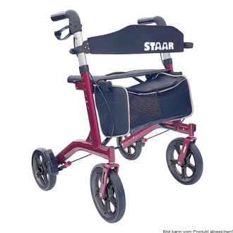 Alu-Reise-Rollator Staar mit Tasche Farbe: burgund-rot