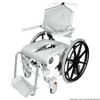 Dusch- und Toilettenrollstuhl Swift Mobil 24"-2 mit Eimerhalter, grau