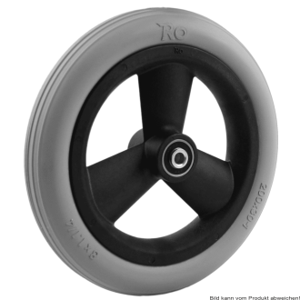 Rad mit PU-Reifen 3 Speichen Nabenlänge 60 mm, schwarz/grau