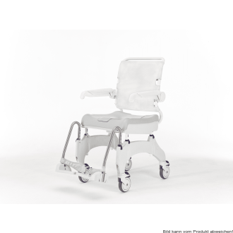 Dusch- und Toilettenrollstuhl AQUATEC OCEAN Ergo mit Topf und Halter weiß-grau