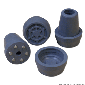 Krückenkapsel mit Spikes und Schutzkappe grau 16 mm