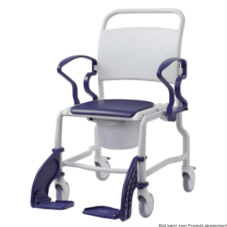 Toilettenrollstuhl BOSTON 5" Räder,bis 150Kg, grau/blau