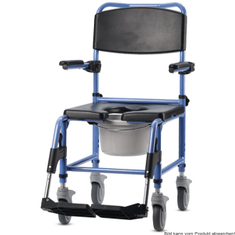 Dusch- und Toilettenrollstuhl TS-Aqua 4 Lenkrollen 5", blau-schwarz