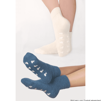 Fußwärmer/Socken 25% Angora mit Rutschstoppern Farbe: jeans Gr. L
