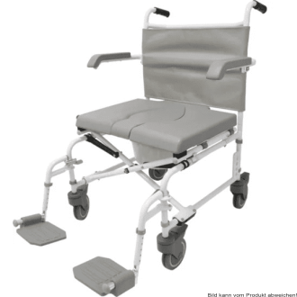 Duschtoilettenrollstuhl DUO MOTION XL, 5" Räder, grau-weiß