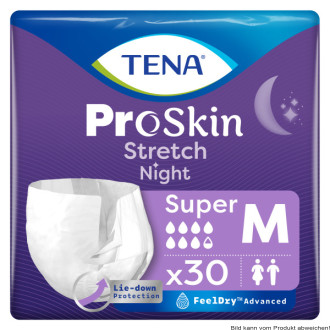 Einweghose TENA Pants PROskin Stretch Night Super M, Hüftumfang 86-116 cm (1 Karton: 2 x 30 Stück)