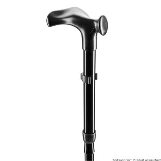 Gehstock HANDY faltbar, anatomisch, 5-fach höhenverstellbar schwarz links