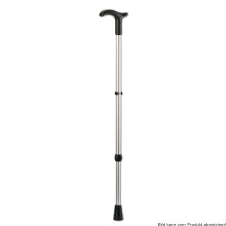 Gehstock Simplex mit Fritzgriff verstellbar silber-schwarz Ausf.: Belastbarkeit 150 kg