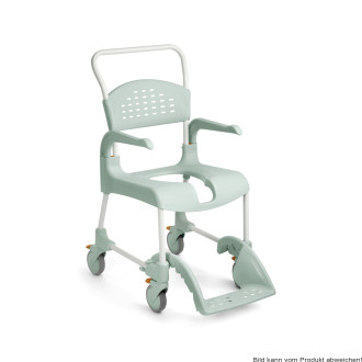 Dusch- und Toilettenrollstuhl Clean, vordere Öffnung, lagoon SH 49 cm