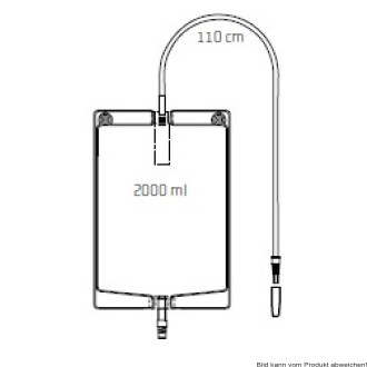 Bettbeutel UZ170 mit Ablauf, 110 cm Schlauch unsteril, transparent/blau, Gr. 2000 ml