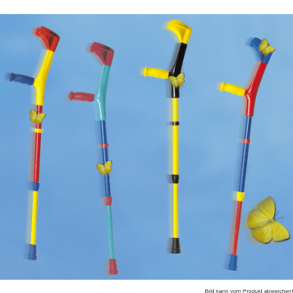 Kinder Leichtmetall-Unterarmgehstütze, Ergo-Softgriff mit Clipverstellung Farbe: blau-eloxal
