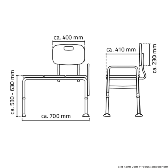 Badewannen-Transferbank Aluminium weiß 70 x 41 x 53-63cm
