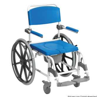Dusch-Toilettenrollstuhl ASTON 24"Räder,weiß-blau