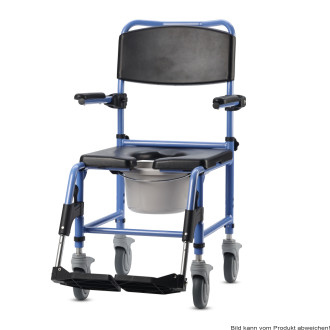 Dusch- und Toilettenrollstuhl TS-Aqua 4 Lenkrollen 5", blau-schwarz