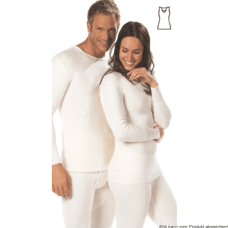 Wärmewäsche Classic Damen-Hemd, ohne Arm 50% Angora mit Spitze natur Gr. L
