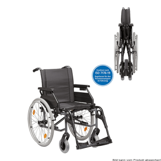 Standardrollstuhl Tomtar MR-S mit Kombiarmlehne, PU mangan grey metallic SB 39 cm