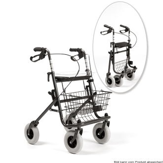 Rollator 286b mit Tablett,Korb, Stockhalter,carbon
