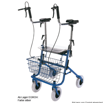 Arthritis-Rollator SENIO SRL mit Tablett, Korb,Sitz,PU,silber