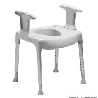 Toilettenstützgestell Swift mit Armlehnen und Spritzschutz Sitzhöhe 42-57 cm