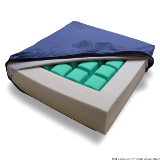 Anti-Dekubitus-Sitzkissen aks-multisit mit Inko-Air-PU-Bezug 42x42x10 cm blau