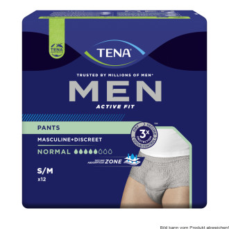 Inkontinenzunterwäsche TENA Men Active Fit Pants Normal Größe S/M (1 Karton : 4 x 12 Stück)