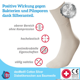 Socken DeoMed Cotton Silver Farbe: beige Gr. 35-38