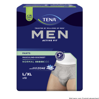 Inkontinenzunterwäsche TENA Men Active Fit Pants Normal Größe L/XL (1 Karton: 4 x 10 Stück)