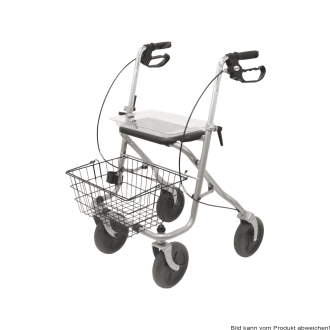 Rollator MIGO 2G 190/50 mit Stockhhalter, Tablett, Korb, PU, silber