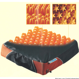 Anti-Dekubitus Sitzkissen POLYAIR 100 mit Jerseybezug, anthrazit-orange 43 x 43 cm