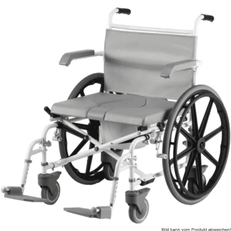 Duschtoilettenrollstuhl DUO MOTION XL, 24" Antriebsräder, grau-weiß