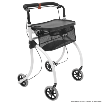 Indoor-Rollator ROOMBA mit Tablett und Gepäcknetz, weiß