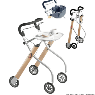 Aluminium Indoor-Rollator Let`s go mit Tablett und Stoffkorb